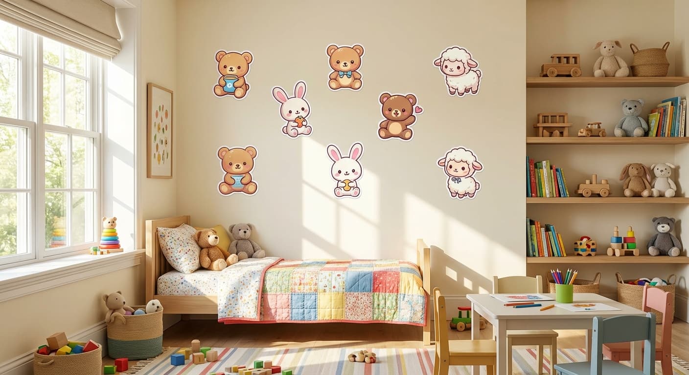 מדבקות חיות תינוקות חמודות לחדר תינוקות