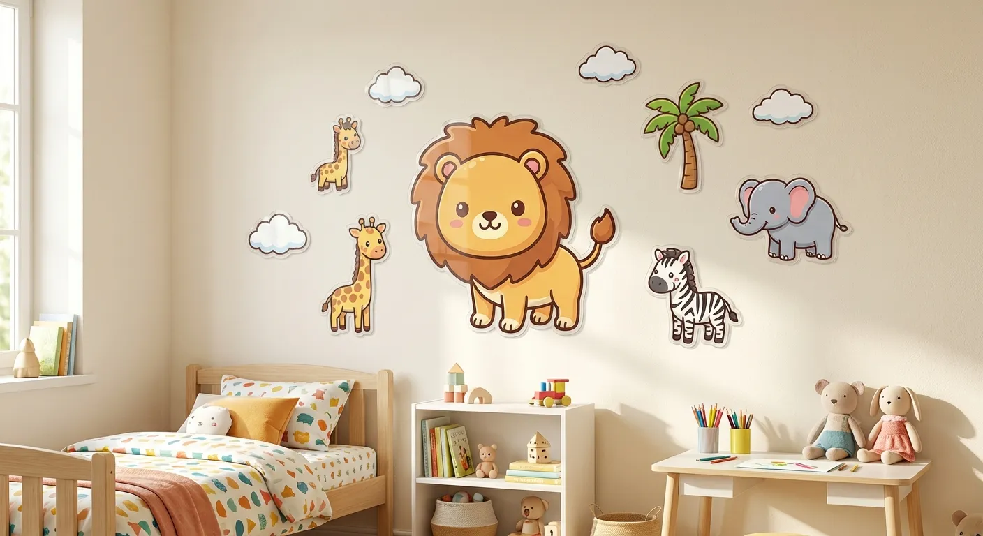 מדבקות חיות ספארי בסגנון קוואיי